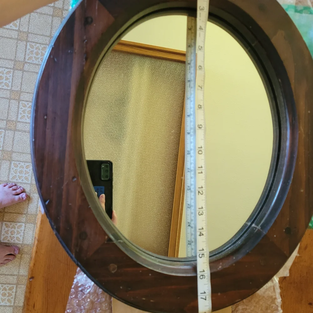 Round Wood Wall Mirror